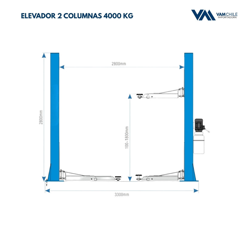 Elevador 4000kg de 2 Columnas