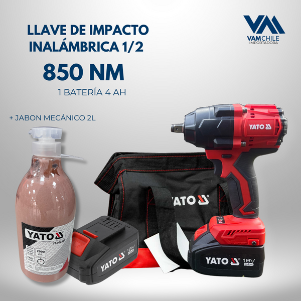 Pack Llave de Impacto Inalámbrica 1/2 - 850NM BL + Jabón Mecánico 2L