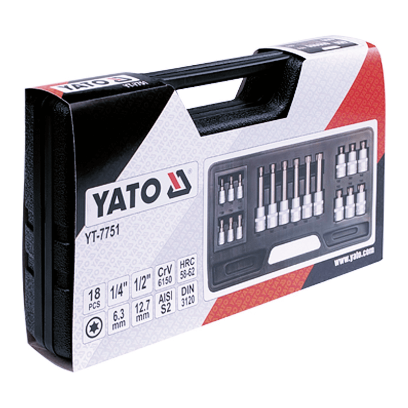 Juego Dados Torx 1/2 - 1/4 - 18 Piezas - YATO