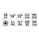 Juego Dados Allen 1/2 y 1/4 - 18 Piezas - YATO